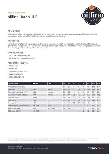 TDB EN Oilfino Haron HLP 32